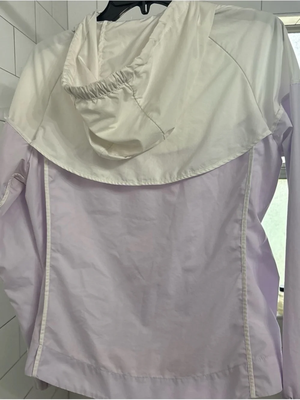 Nike Women's Lavender and White Hooded Color Block windbreaker Jacket